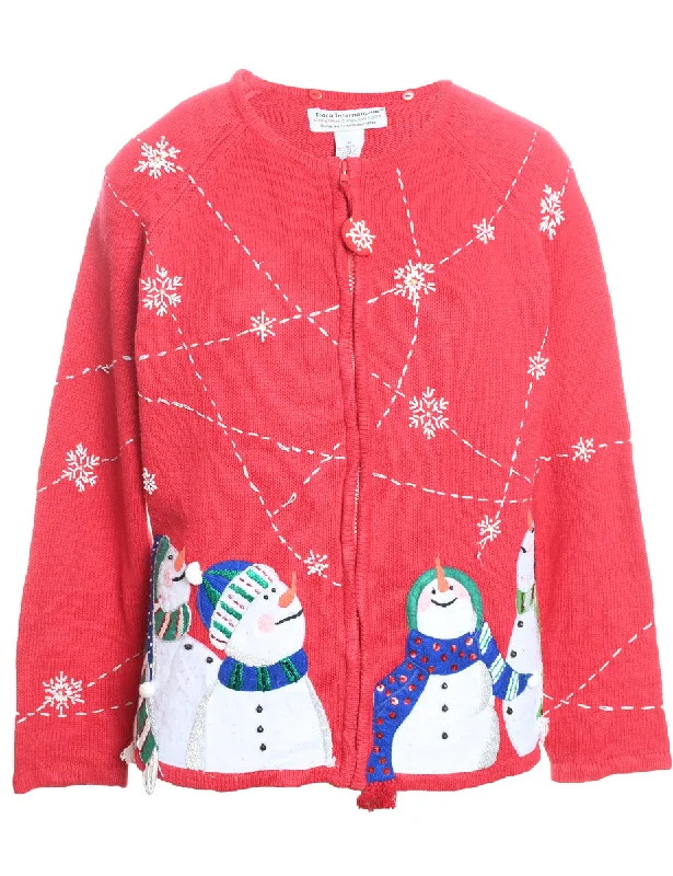 Weekend Discounts to Savor Snowman Christmas Cardigan - M
