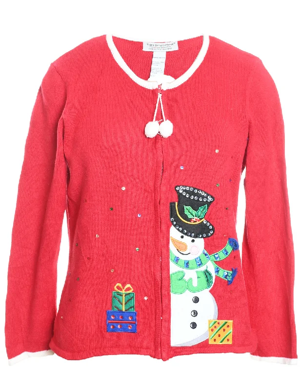 Weekend Price Cuts Galore Snowman Christmas Cardigan - L