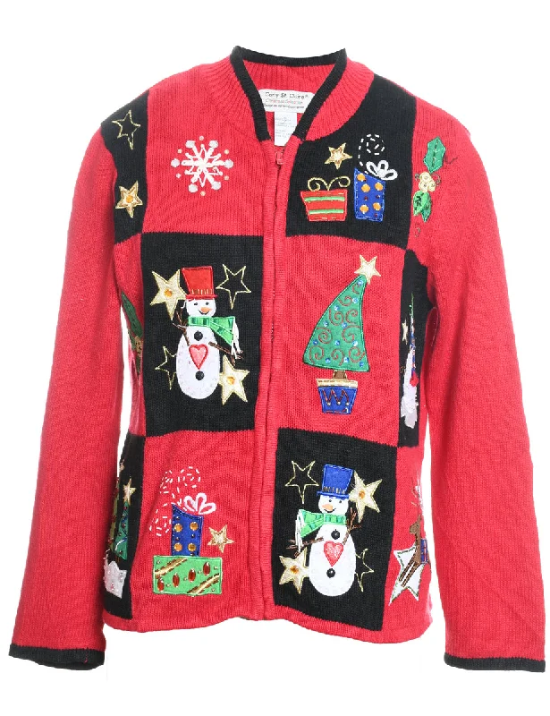 Weekend Deals That Spark Snowman Christmas Cardigan - M