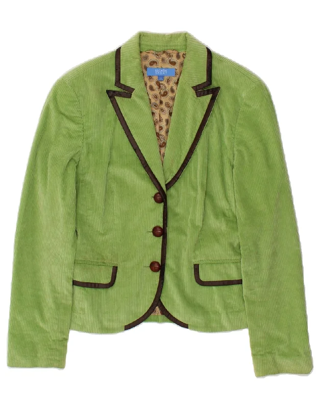 Limited Supply ESCADA Womens Corduroy 3 Button Blazer Jacket IT 36 XS Green Cotton