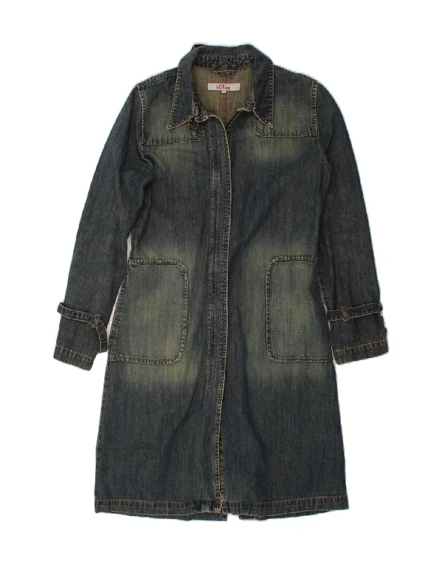 Special Price S.OLIVER Womens Denim Coat IT 40 Small Navy Blue Cotton