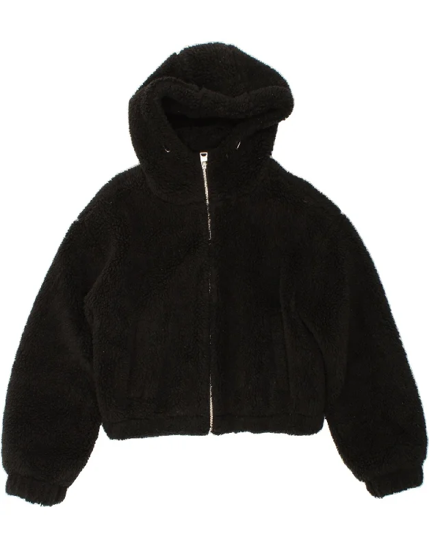Value Pack VINTAGE Womens Hooded Fleece Jacket UK 14 Medium Black Polyester