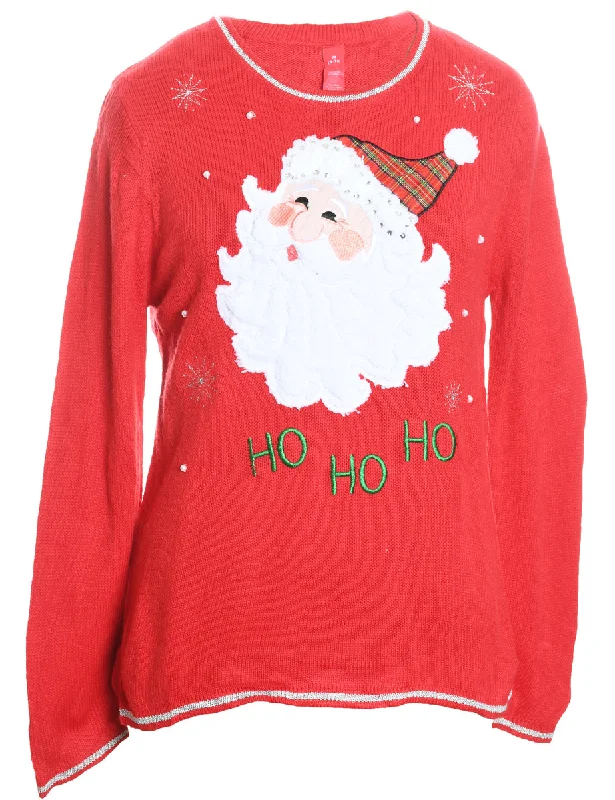 Weekend Bargains to Snag Santa Claus Design Red Knit Christmas Jumper - M