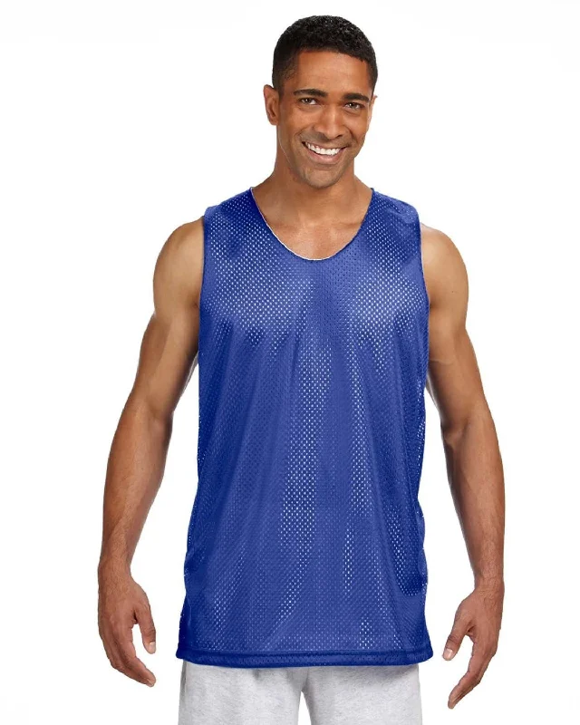 Can't Resist A4 Men's Reversible Mesh Tank | Royal/ White