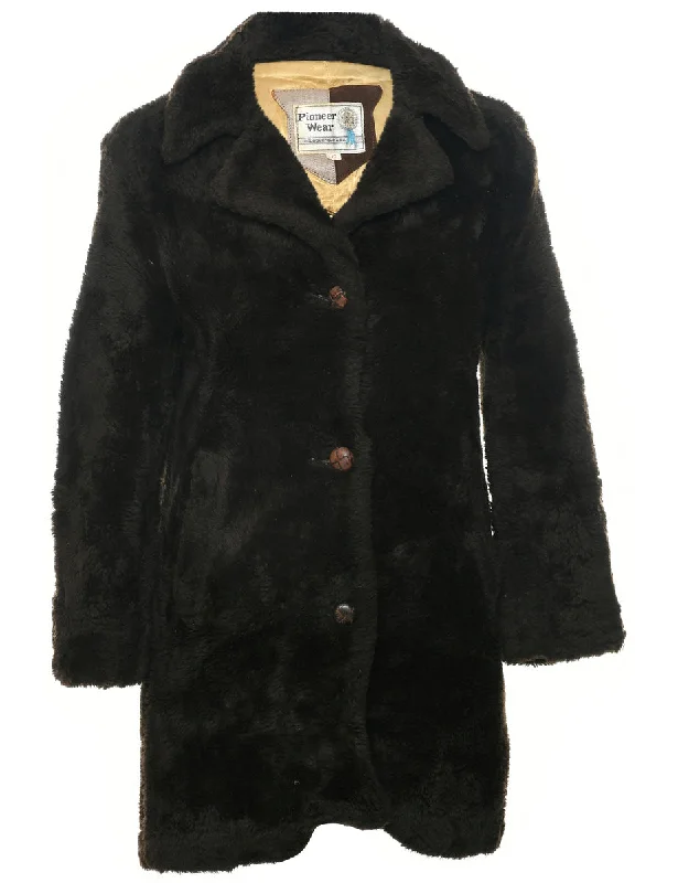 Weekend Steals Await Single Breasted Faux Fur Coat - S