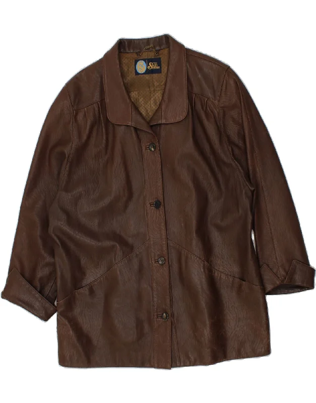 Exclusive Deal YOUR SIXTH SENSE Womens Leather Coat IT 44 Medium Brown Leather