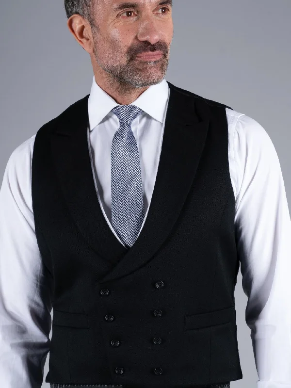 Weekend Discounts to Relish Double Breasted Morning Waistcoat - Black