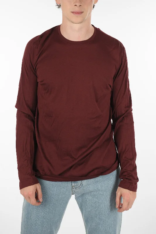 Weekend Discounts to Delight Corneliani Solid Color Silk Crew-Neck Sweater