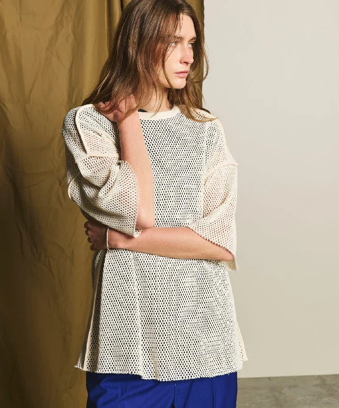 Weekend Discounts to Delight Prime-Over Mesh Crew Neck T-shirt