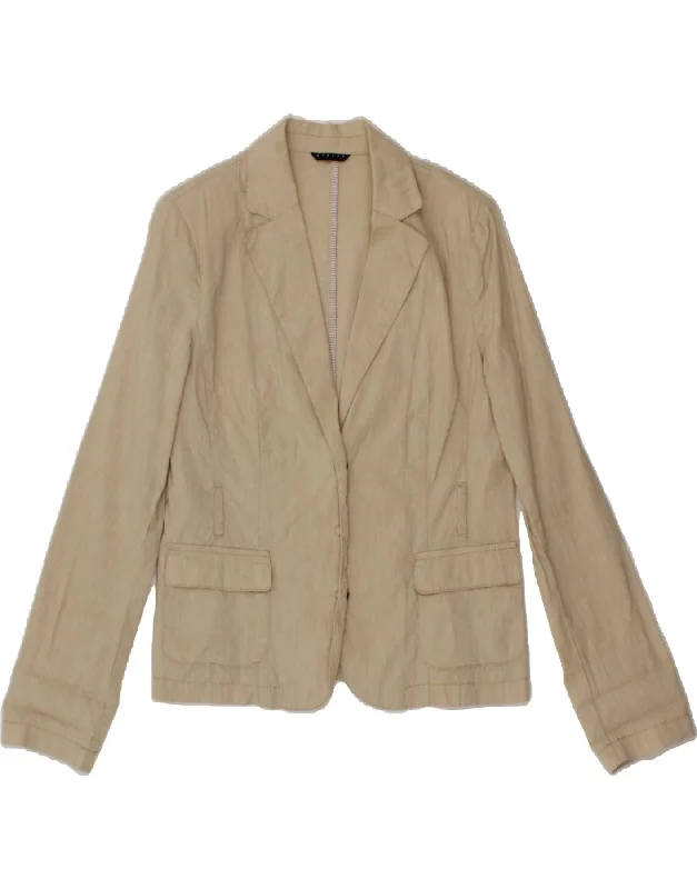 Weekend Specials to Delight SISLEY Womens 3 Button Blazer Jacket UK 12 Medium Beige