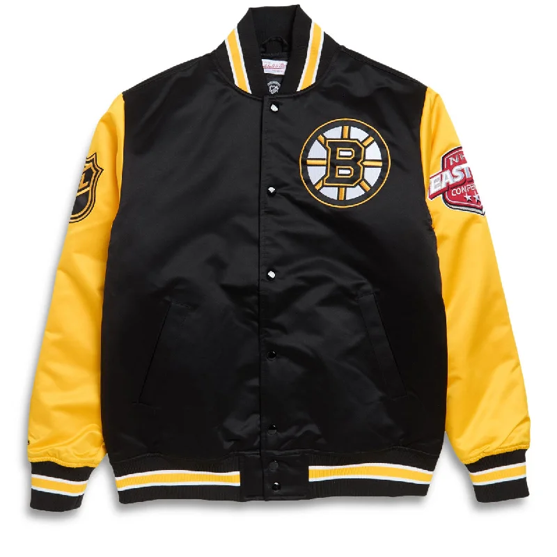Now or Never Mitchell & Ness x NHL Primetime Bruins Satin Jacket - Black
