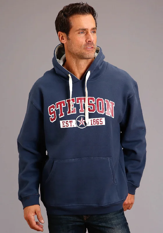 Amazing Value Stetson Mens Navy Cotton Blend Fleece Est 1865 Hoodie