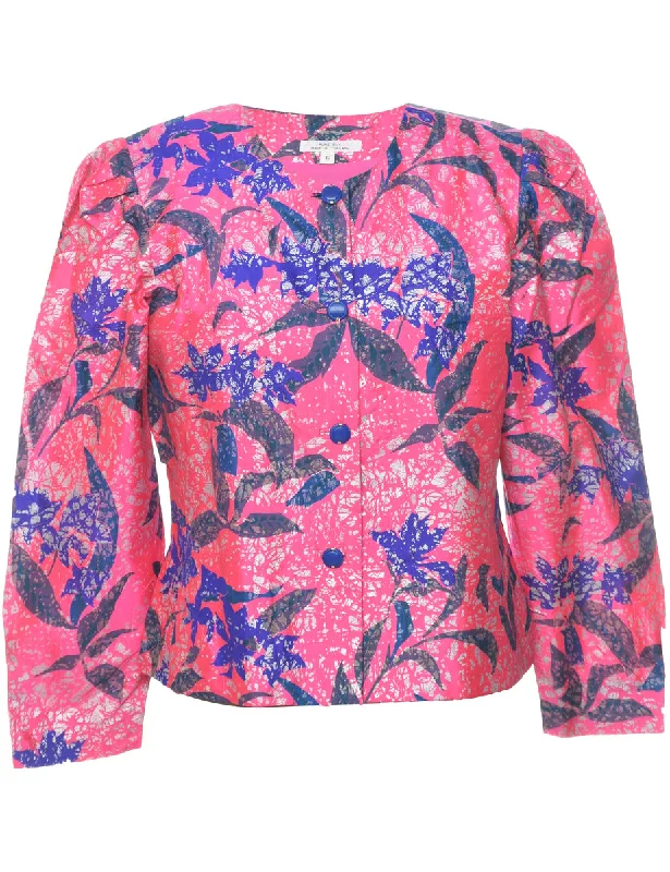 Steal Deal Silk Floral Pattern Jacket - L