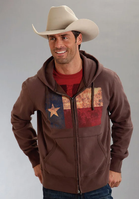 Year-End Sale Roper Americana Mens Brown L/S Cotton Blend Texas Flag Hoodie Sweatshirt Year-End Sale Roper Americana Mens Brown L/S Cotton Blend Texas Flag Hoodie Sweatshirt