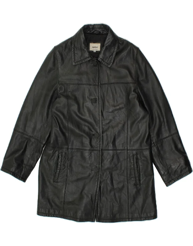 Weekend Steals Await CONBIPEL Womens Leather Coat IT 44 Medium Black Leather