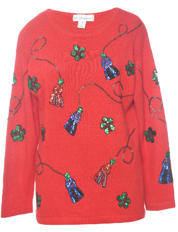Exclusive Offer Sequined Red Jumper - M