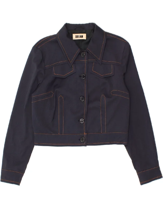 Weekend Discounts Worth Grabbing DREAM Womens Crop Bomber Jacket UK 12 Medium Navy Blue Polyester Weekend Discounts Worth Grabbing DREAM Womens Crop Bomber Jacket UK 12 Medium Navy Blue Polyester