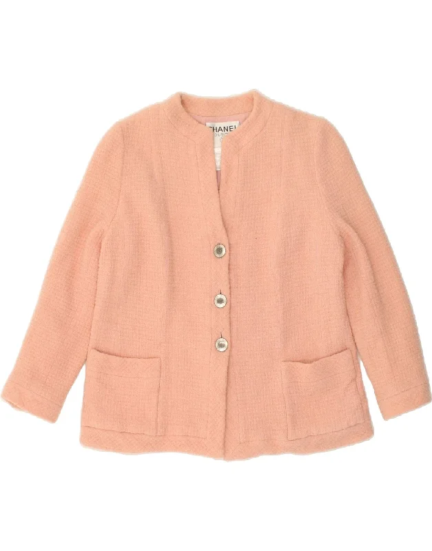 Crazy Savings CHANEL Womens 3/4 Sleeve 3 Button Blazer Jacket UK 12 Medium Pink Wool Crazy Savings CHANEL Womens 3/4 Sleeve 3 Button Blazer Jacket UK 12 Medium Pink Wool