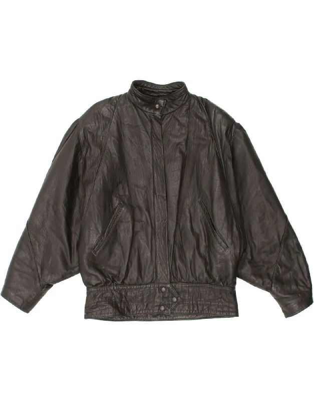 Weekend Deals That Amaze VINTAGE Womens Leather Jacket IT 46 Large Black Leather