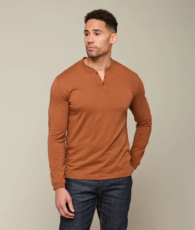 Weekend Discounts to Celebrate Lucchese Pima Cotton Henley :: Brick Red