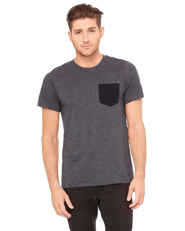 Today's Deal Bella+Canvas Jersey Pocket T-Shirt | Drk Gry Htr/ Blk