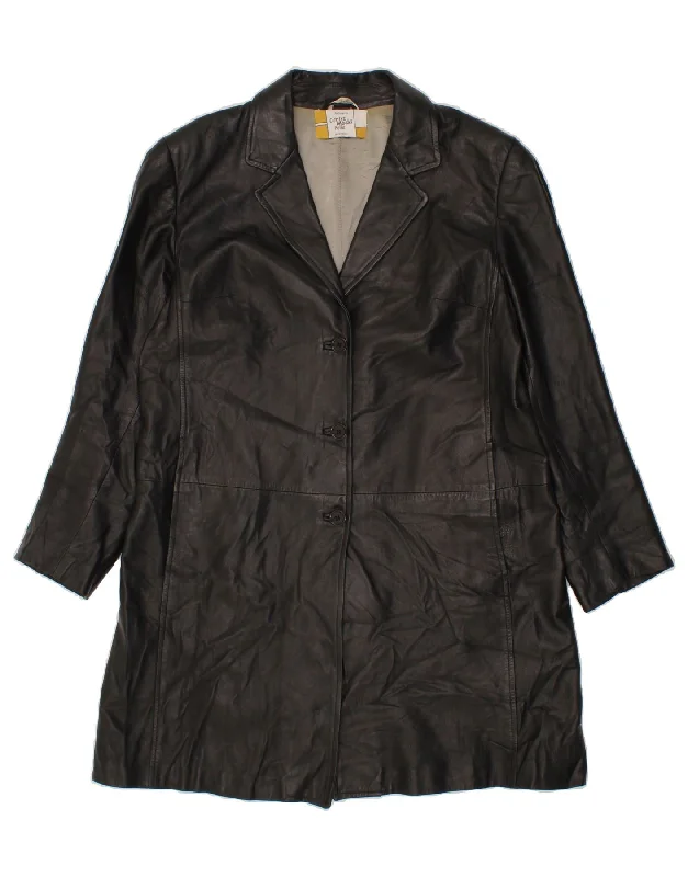 Weekend Discounts to Enjoy VINTAGE Womens Leather Coat UK 18 XL Black