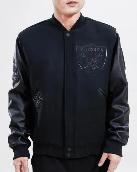 While Supplies Last NFL LAS VEGAS RAIDERS TRIPLE BLACK MEN'S VARSITY JACKET (BLACK)