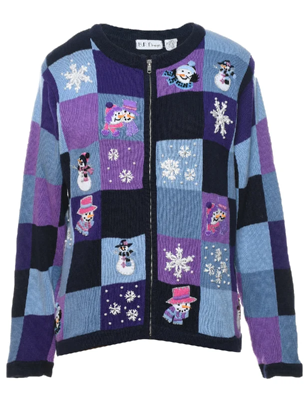 Weekend Savings Sensation Snowman Christmas Cardigan - M