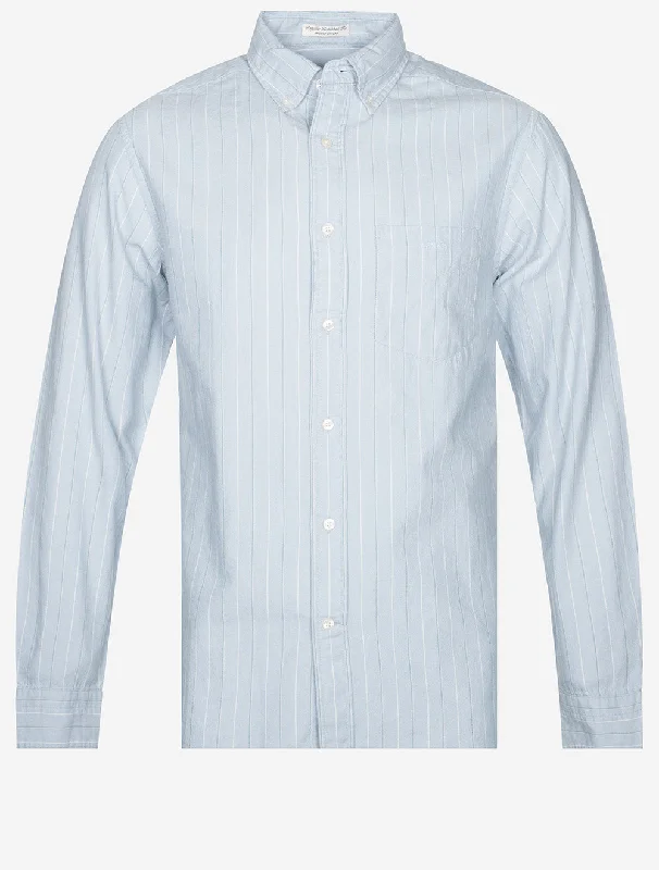 Weekend Bargains to Celebrate Regular Archive Oxford Stripe Shirt Dove Blue