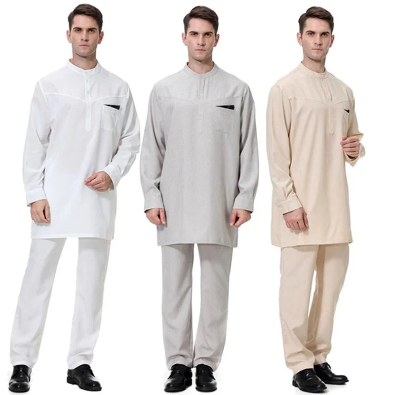Overstock Sale Muslim Men 2 pieces Clothing Set Top And Pants
