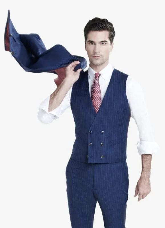 Special Price Navy Pinstripe Waistcoat