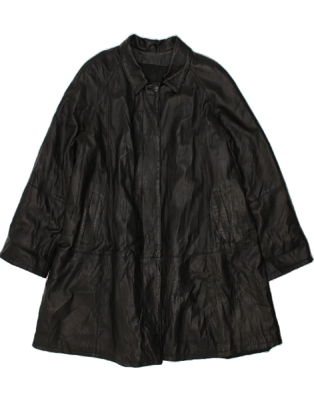 Stock Clearance CONBIPEL Womens Leather Coat IT 48 XL Black Leather