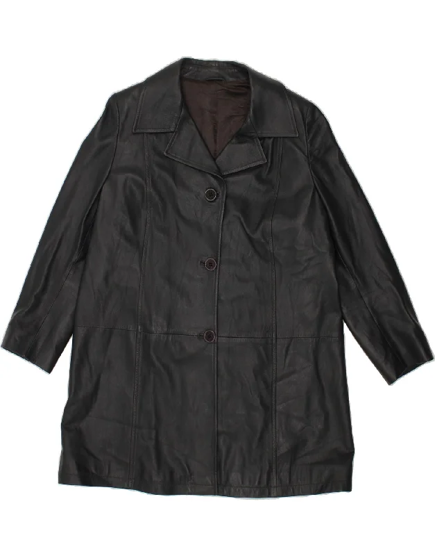 Weekend Discounts Worth Grabbing VINTAGE Womens Leather Coat UK 14 Medium Black