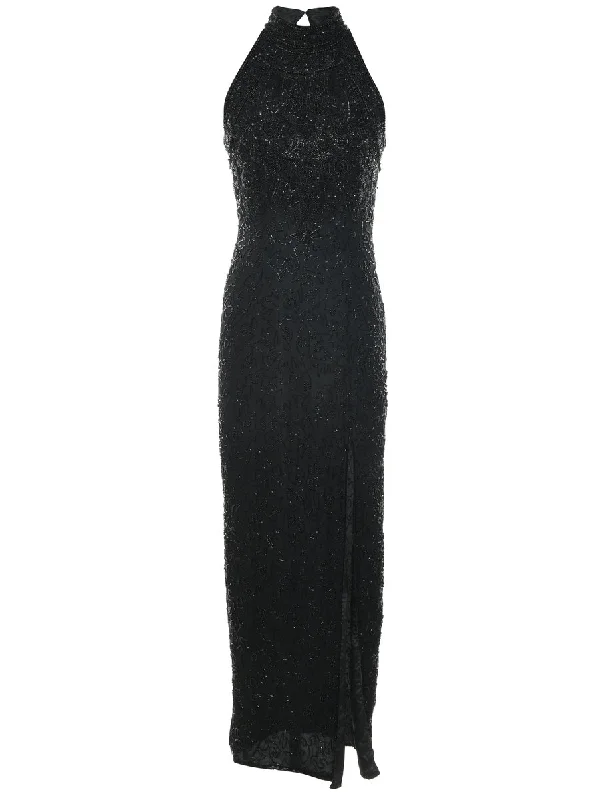 Mega Discount Sequinned Silk Party Dress - S