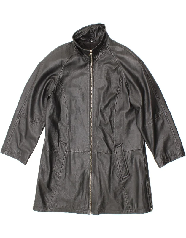 Hurry In VINTAGE Womens Leather Coat EU 40 Medium Black Leather