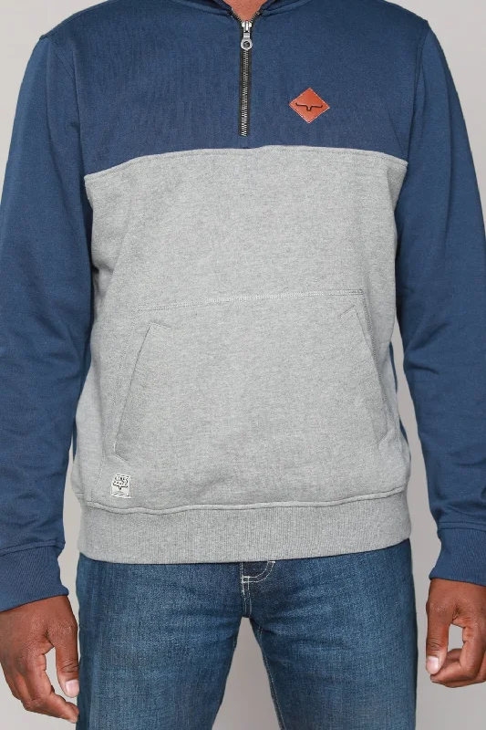 Steal Deal Kimes Ranch Mens Diamond Head QZ Navy/Grey Cotton Blend L/S Hoodie