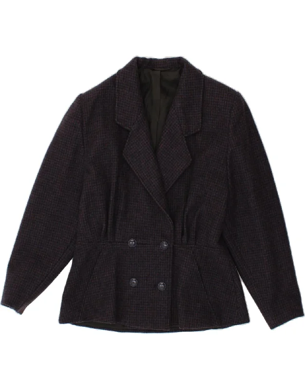 Online Deal VINTAGE Womens Double Breasted Blazer Jacket UK 12 Medium Navy Blue