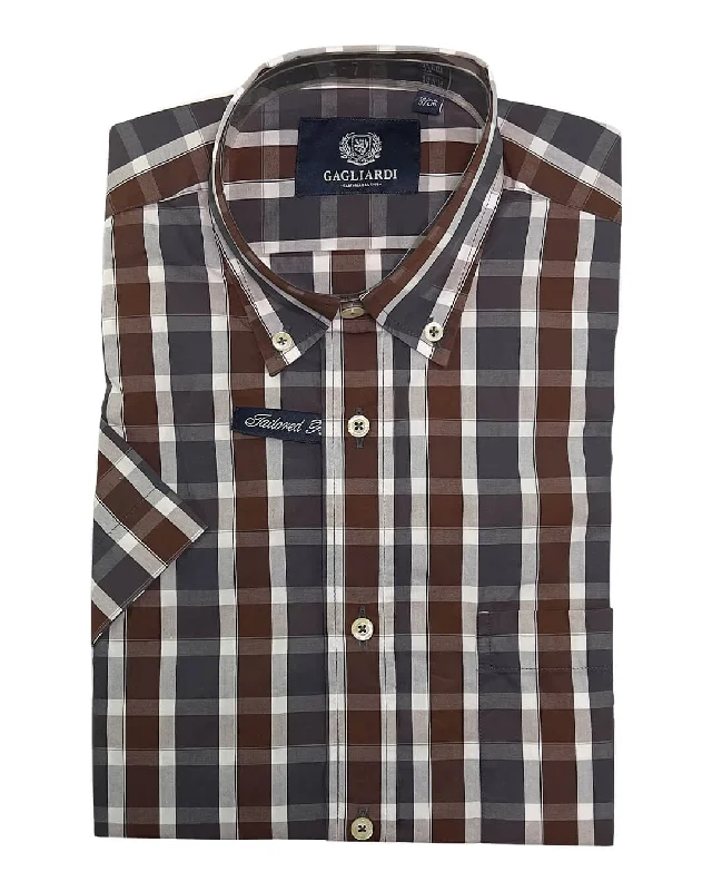 Act Fast Brown & Anthracite Weekend Check Shirt