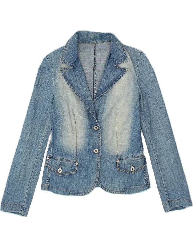 Weekend Bargains to Celebrate VINTAGE Womens 2 Button Denim Blazer Jacket IT 42 Medium Blue Cotton Weekend Bargains to Celebrate VINTAGE Womens 2 Button Denim Blazer Jacket IT 42 Medium Blue Cotton