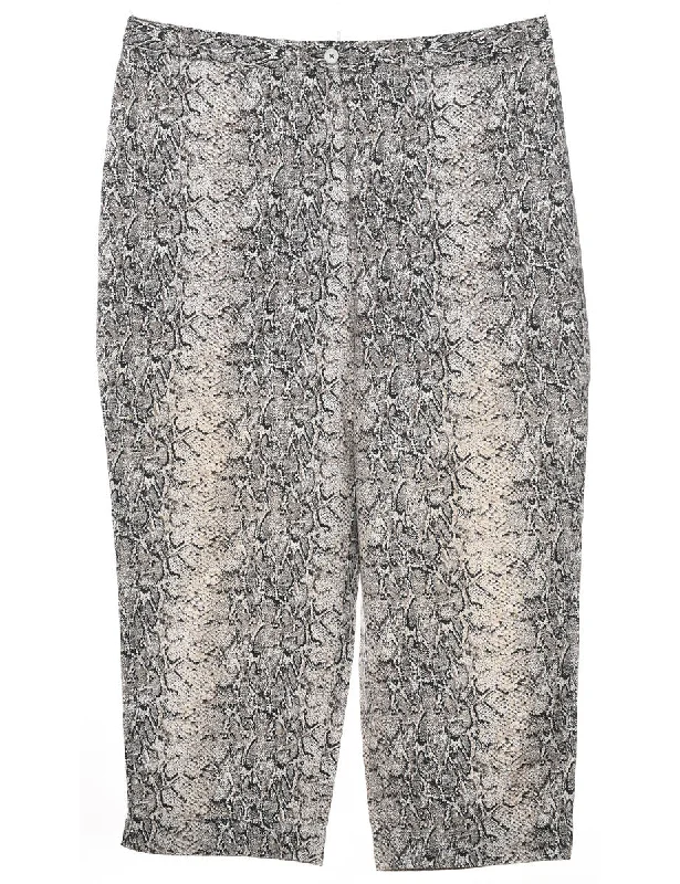 Instant Deal Snakeskin Pattern Black & Grey Cropped Trousers - W33 L22