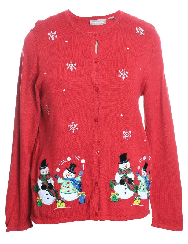 Weekend Bargains to Indulge In Snowman Christmas Cardigan - M