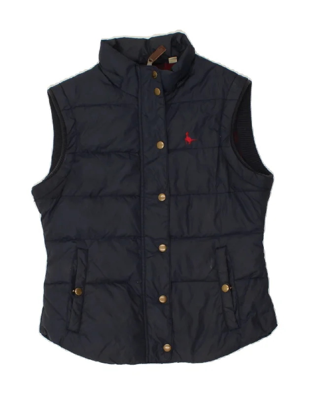 Shop and Save JACK WILLS Womens Padded Gilet UK 8 Small Navy Blue Polyester