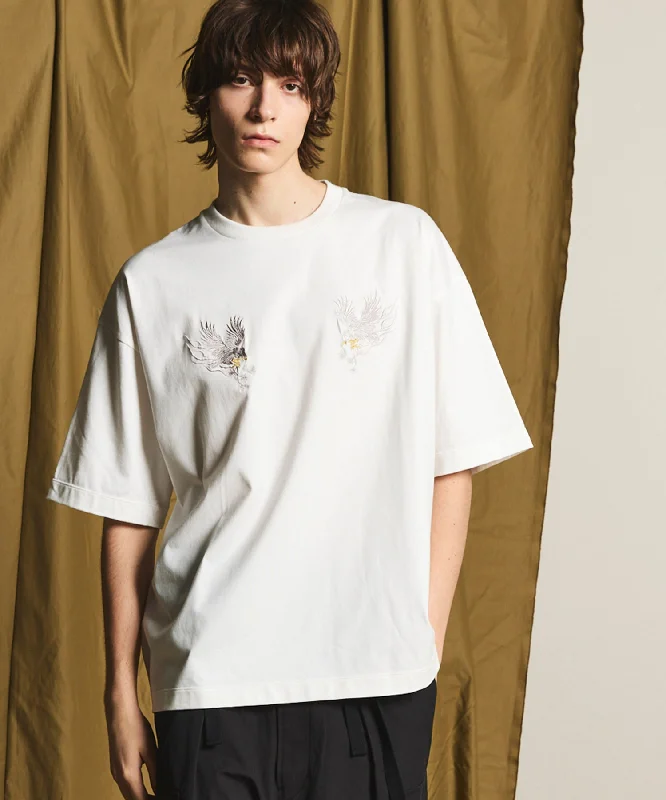 Shop the Weekend Away Eagle Embroidery Prime-Over Crew Neck T-shirt