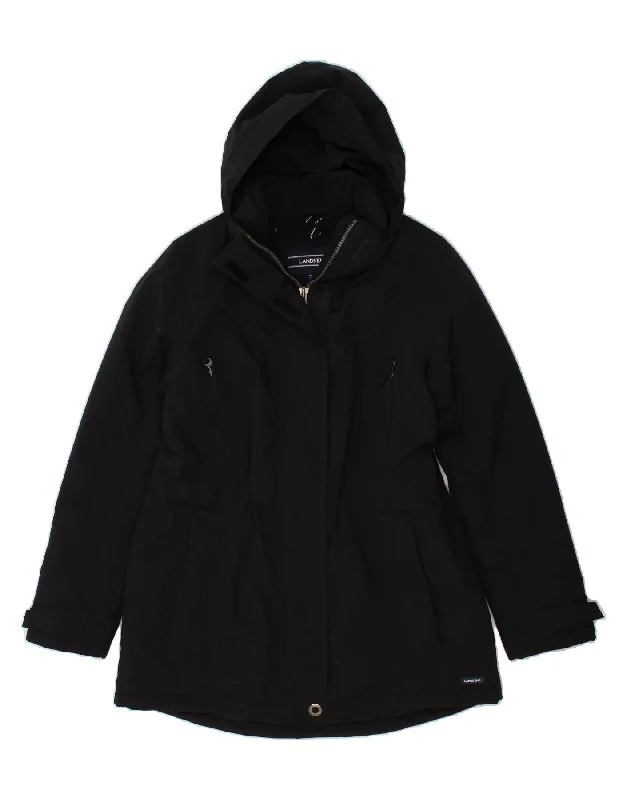 Weekend Bargains to Love LANDS END Womens Hooded Windbreaker Coat UK 14 Medium Black Nylon Weekend Bargains to Love LANDS END Womens Hooded Windbreaker Coat UK 14 Medium Black Nylon