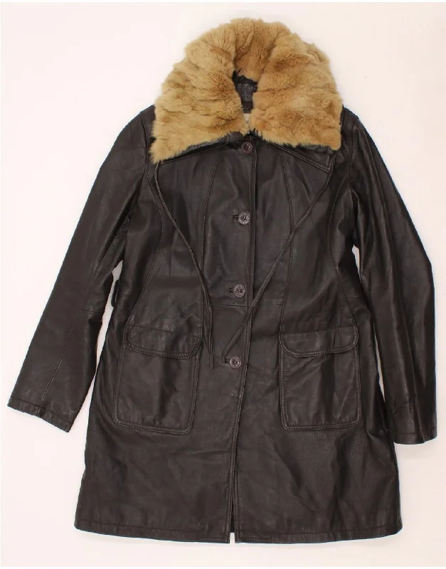 Weekend Discounts You Deserve CONBIPEL Womens Leather Coat IT 48 XL Black Leather