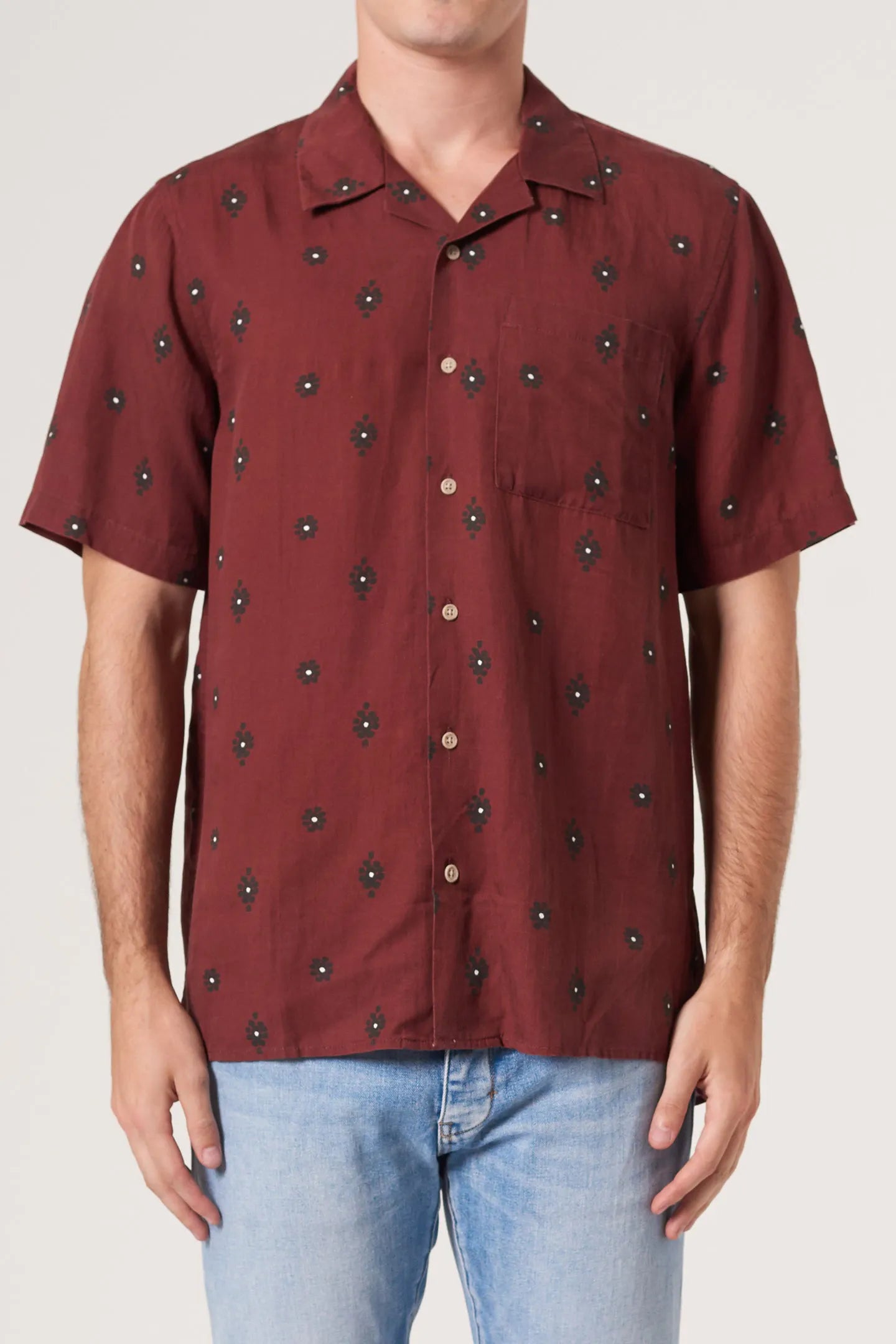 Deal of the Day Neuw Curtis SS Knotted Shirt Oxblood