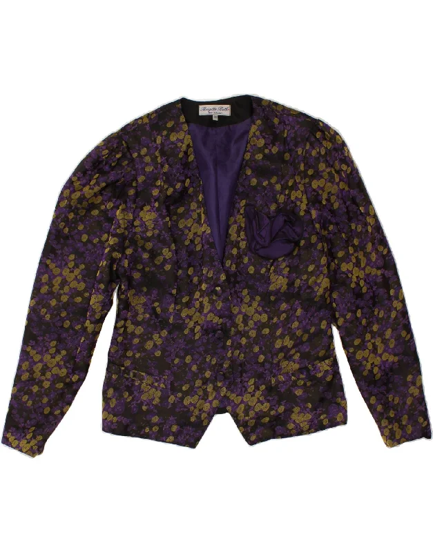 Weekend Bargains to Relish VINTAGE Womens Abstract Pattern 3 Button Blazer Jacket EU 38 Medium Purple Weekend Bargains to Relish VINTAGE Womens Abstract Pattern 3 Button Blazer Jacket EU 38 Medium Purple