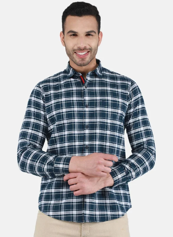 Don't Miss Out Men NAvy Blue Check Shirt