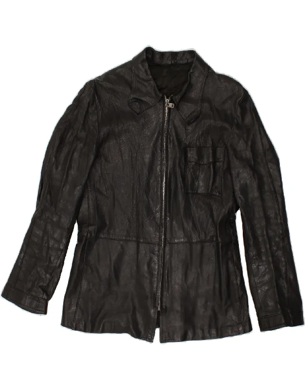 Instant Savings VINTAGE Womens Leather Jacket UK 12 Medium Black