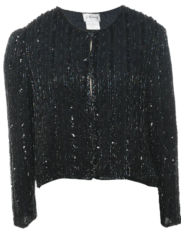 Exclusive Deal Silk Beaded Evening Jacket - L